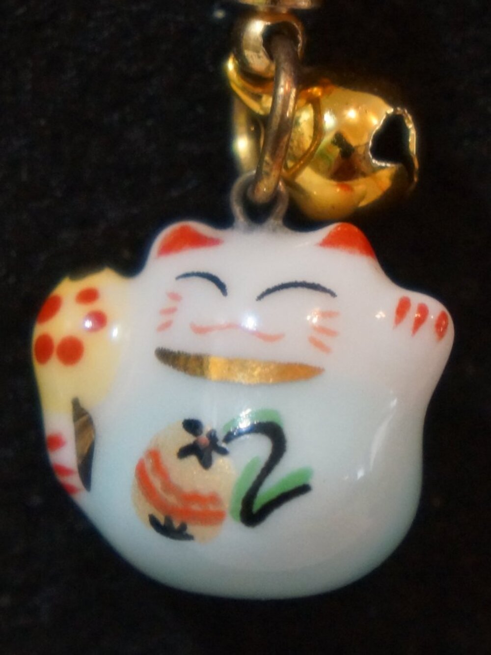 Japanese Ceramic Maneki Neko Lucky Cat Charm